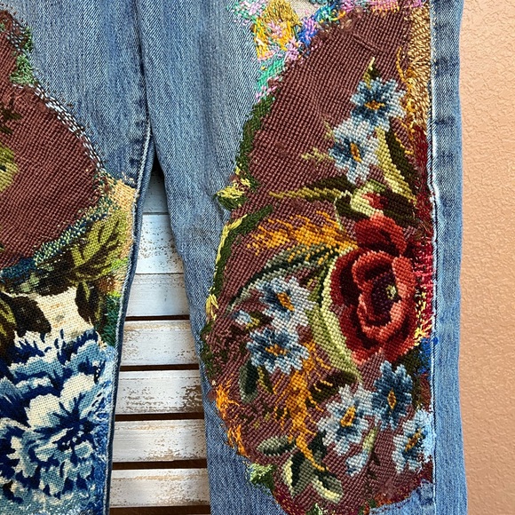 šHOST PICKš RARE! ONE OF A KIND! Leviās 501 Jeans Upcycled Patched Embroidered - Picture 7 of 17